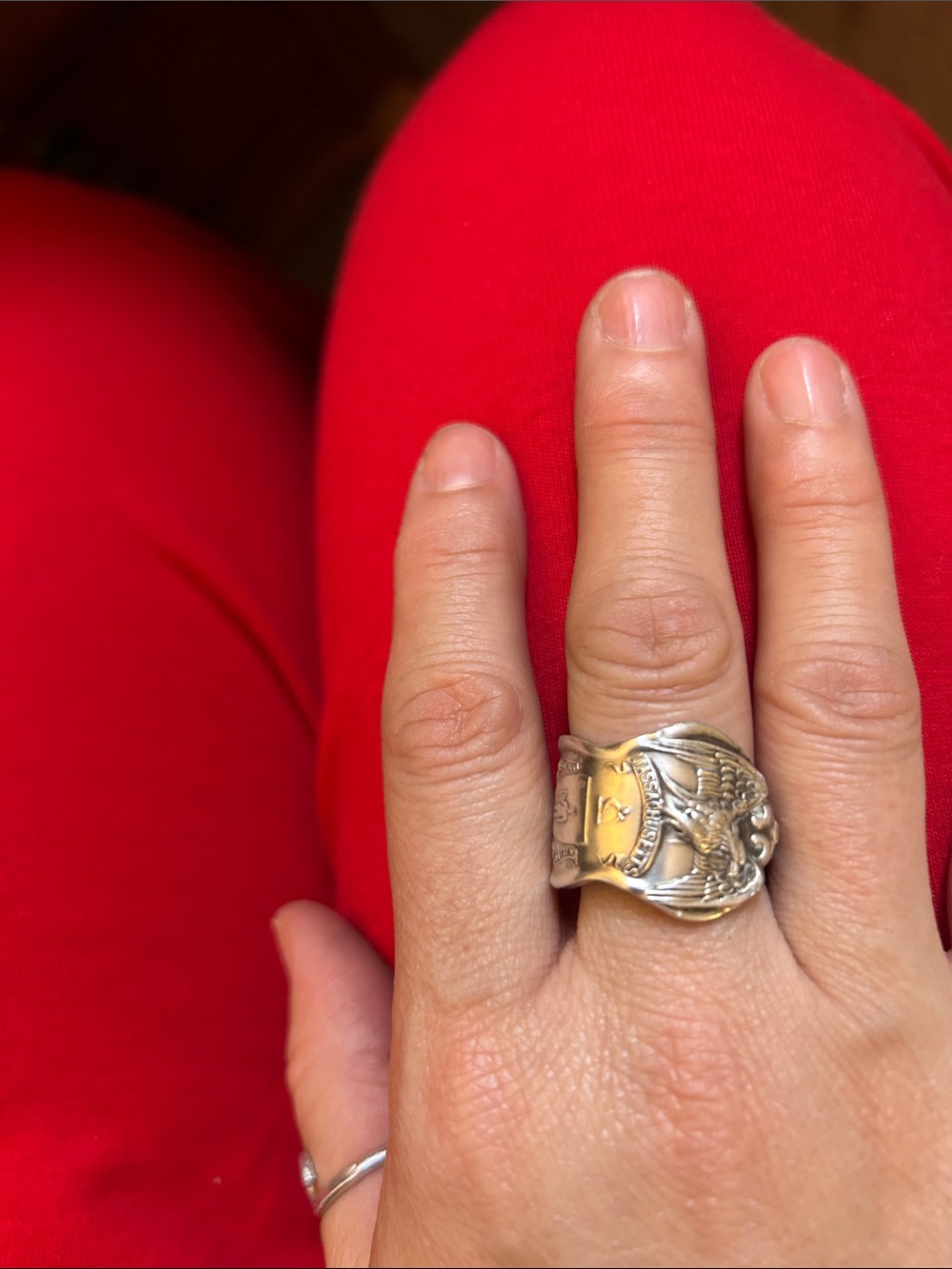 Eagle Spoon Ring Silver Plated